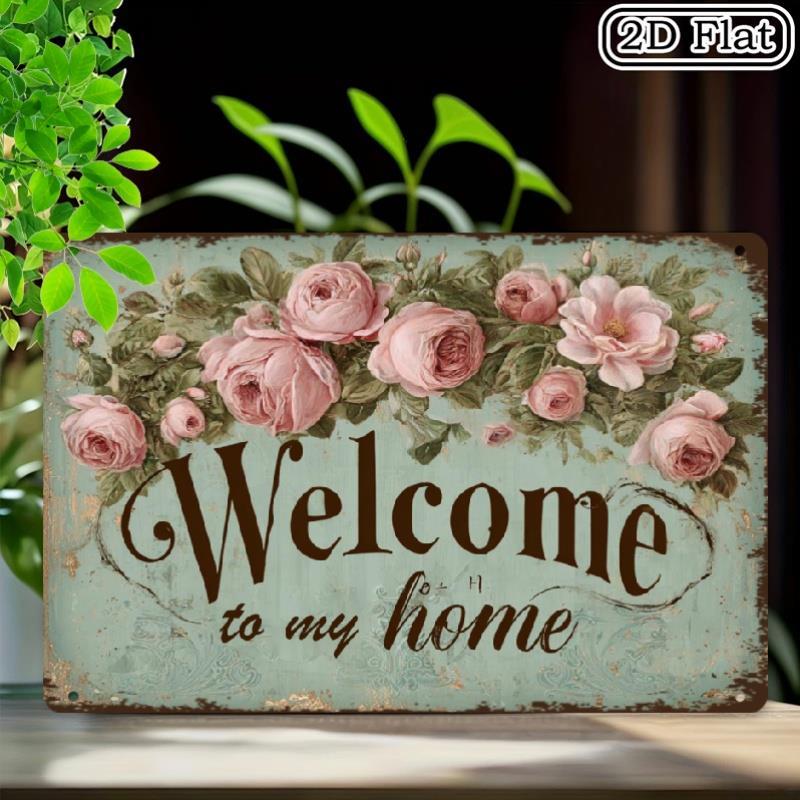 TEMU 2d Flat - 【2d Flat】 2d Flat - [2d Flat] Welcome To My For Home Vintage Metal Sign In A 2d Flat Design - 12x8 Inches Of Rustic Farmhouse Wall