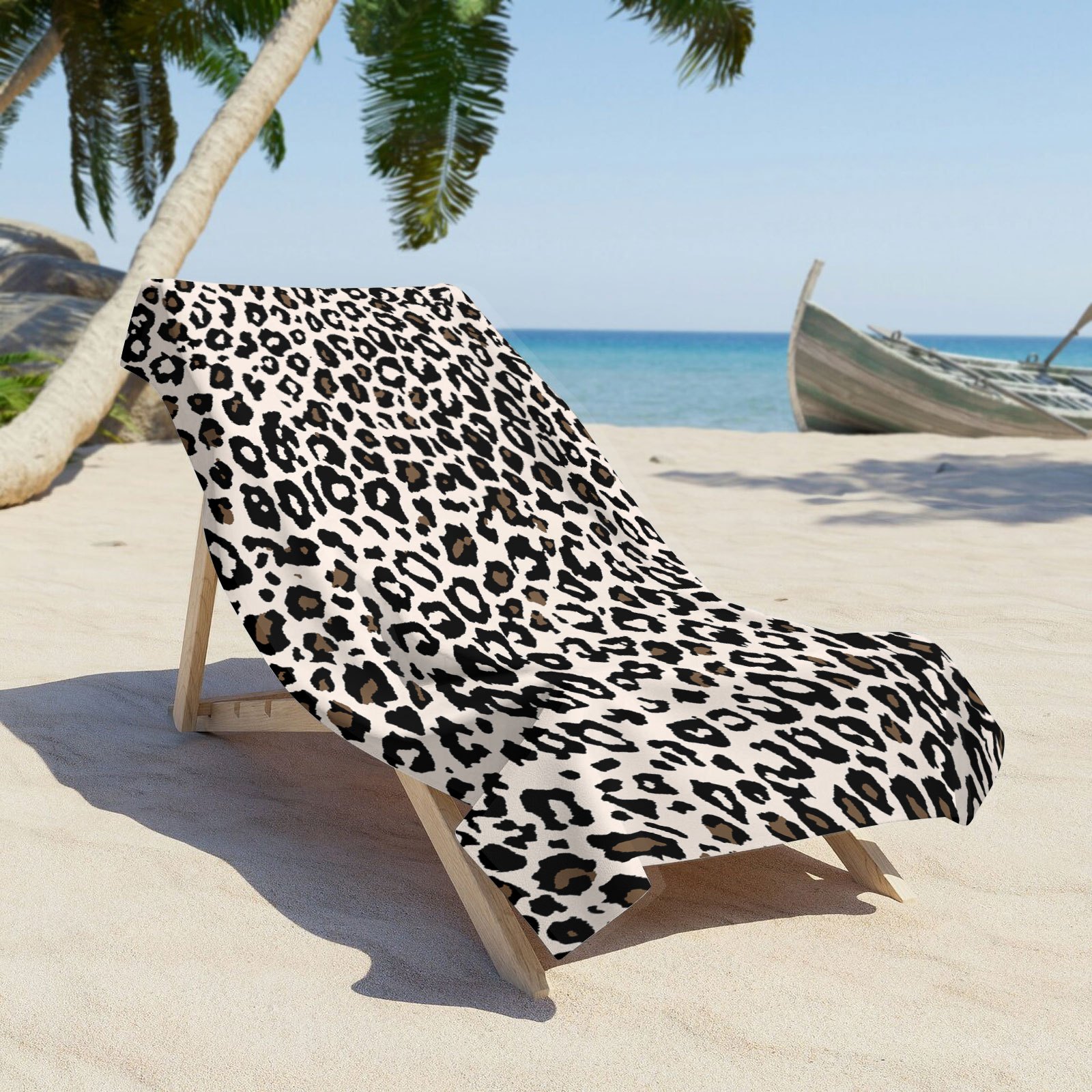 Open 1pc Leopard Print Beach Towel, Fast Drying Water Absorbent Microfiber Beach Towel, Soft Beach Blanket, Outdoor Camping Swimming Yoga, Necessities