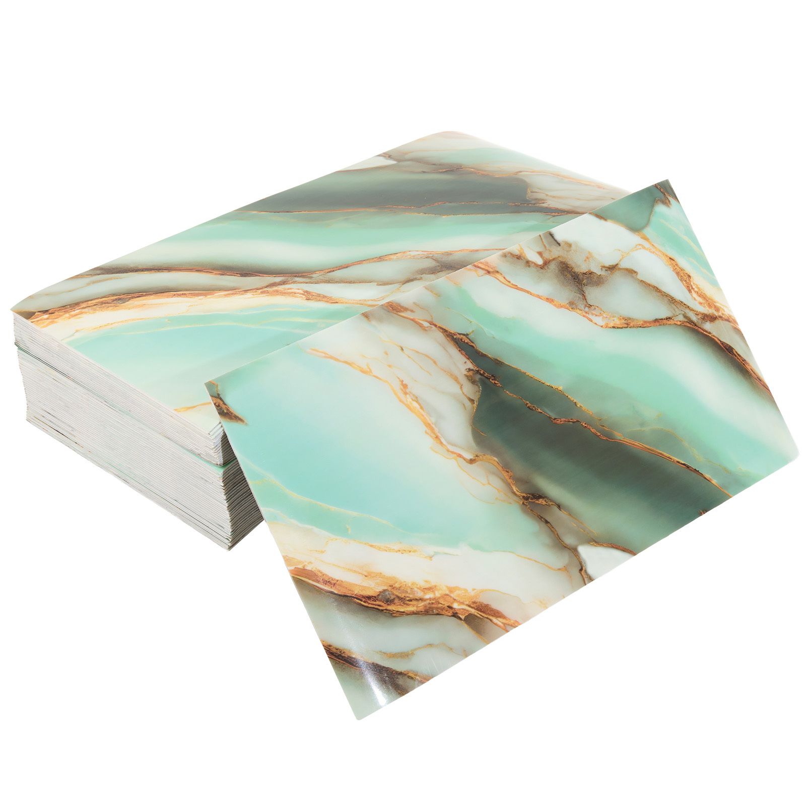 Image of 50pcs 30x60cm Self-adhesive Luxury Gilded Marble Wall Stickers, Bohemian Style Self-adhesive Marble Wall Decals Foam Marble Tile Stickers, Peel-and-stick Marble Tiles For Bathroom, Kitchen, Home
