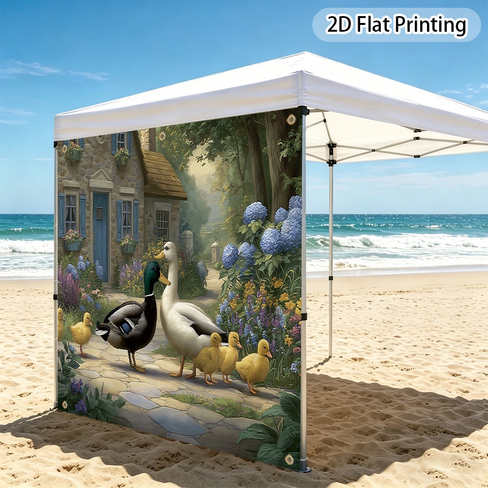 item picture canopy     without top cloth and stand 2d flat printing spring ducks gathering polyester shade panel for camping tailgate events