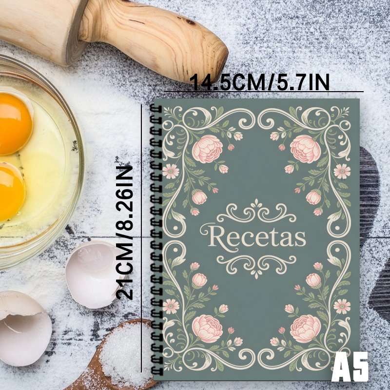 TEMU 1 , Cuaderno de Recetas Español A5, Libro de Recetas Personal con Encuadernación en Filamento en , Adecuado para , Horneado y para Chef Caseros,