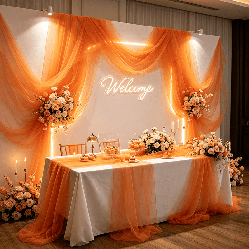 TEMU 1 Rotolo da 50 di Tulle Zucca Super , Multi-Misure, per Feste Autunnali, di Compleanno e Piccole Decorazioni per Matrimoni, Matrimoni con Colori