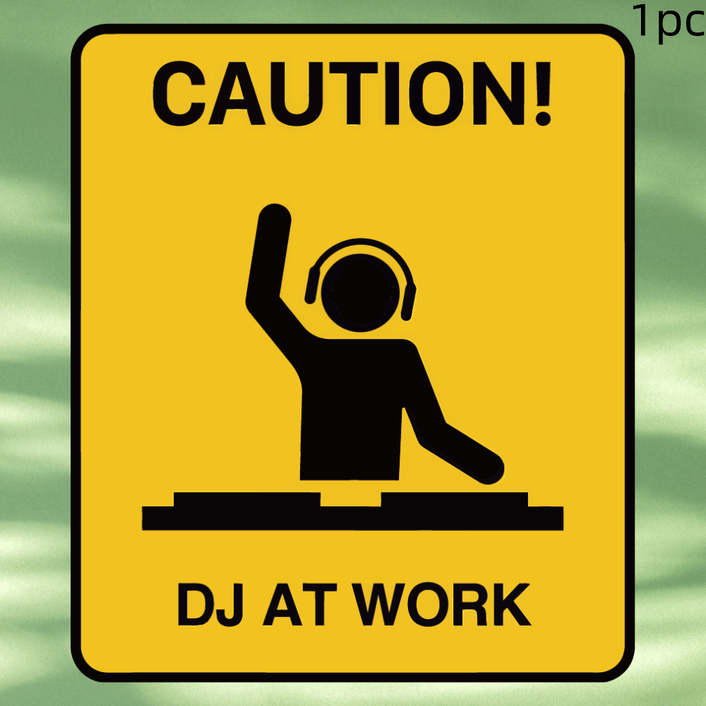 TEMU Square Dj "" Warning Sign, With A Touch Of Humor And Street Vibe, Vinyl Sticker - Durable , Self-adhesive Bumper Sticker, Suitable For Cars,