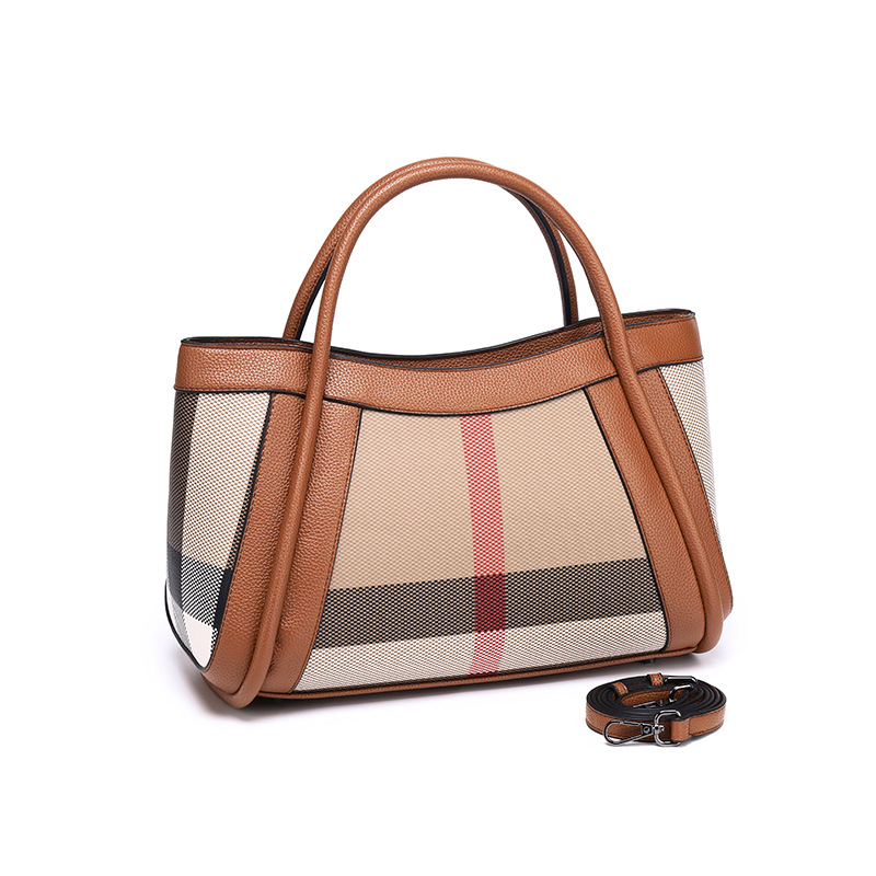 Image of Women's Classic Plaid Tote Bag, Large Capacity Shoulder Handbag, Elegant Handheld Handle Bag, Suitable For Work, Business And Daily Use, Perfect Gift For Mom, Wife And Ladies