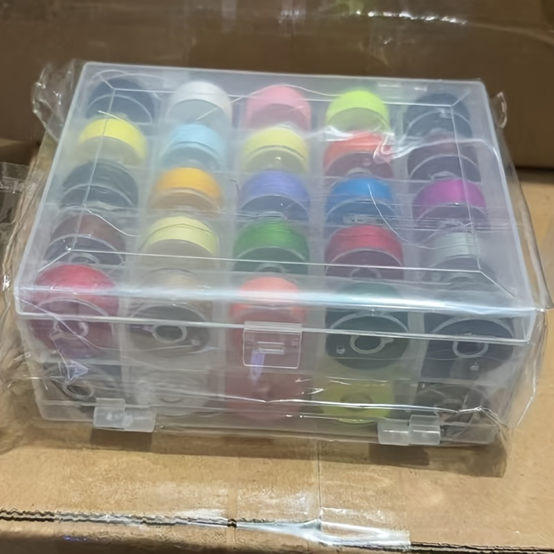 TEMU 50pcs Colored Polyester Fiber Sewing Thread Set, With Thread Box, Mixed Color Transparent Fixed Thread Tube Set, Suitable For Home Sewing Sets