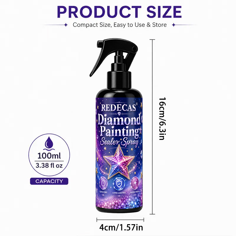 TEMU Diamond Painting Sealing Spray - Glossy - Suitable For Diamond Paintings, Puzzles, And Crafts; Easy To Apply; Provides Long-lasting Glossy End -
