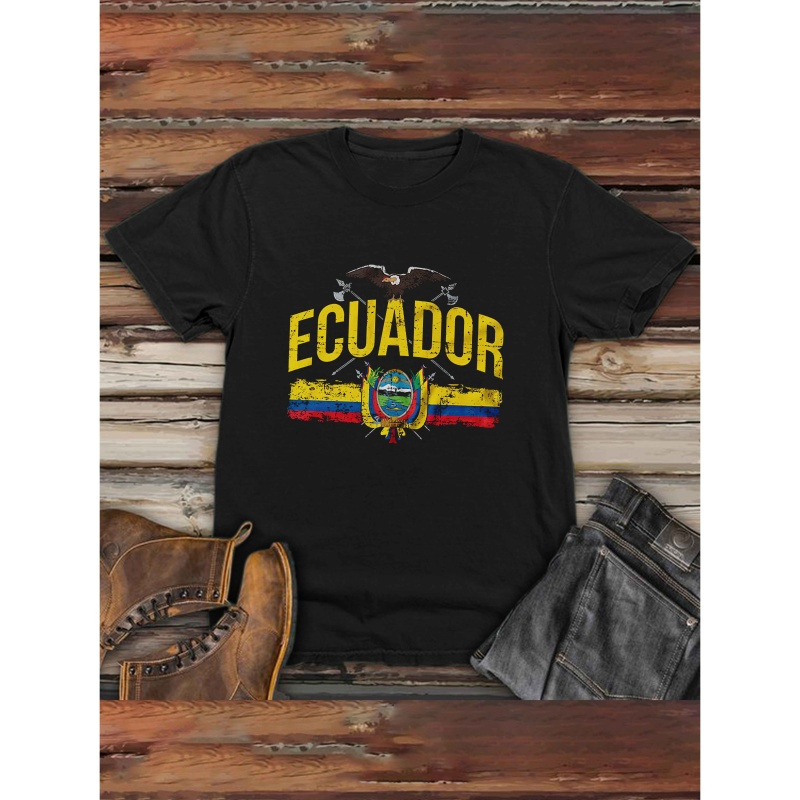 

Ecuador Country Flag Spring And Summer Men's Short-sleeved T-shirts Printed Tops Summer T-shirts