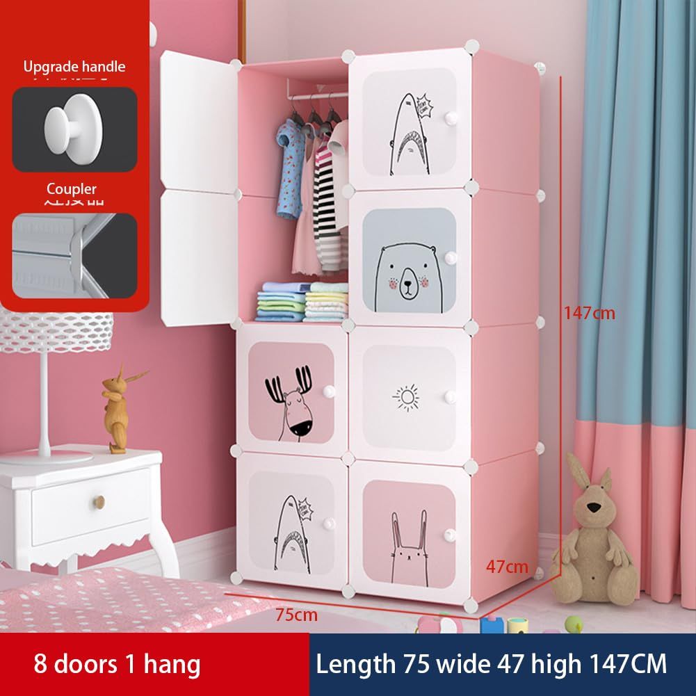 TEMU Modular Wardrobe, Vertical Clothes Rack And Shelf, Efficient Storage For Bedroom Or Hallway, Stable Structure And Easy To Assemble, Portable