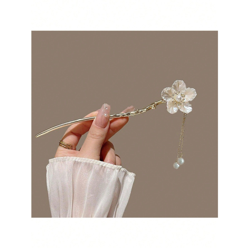 TEMU レディース おしゃれな花飾り付きヘアクリップ 1個、トなデー用ヘアアクセサリー、ヘッドアクセサリー、女性用ヘアアクセサリー