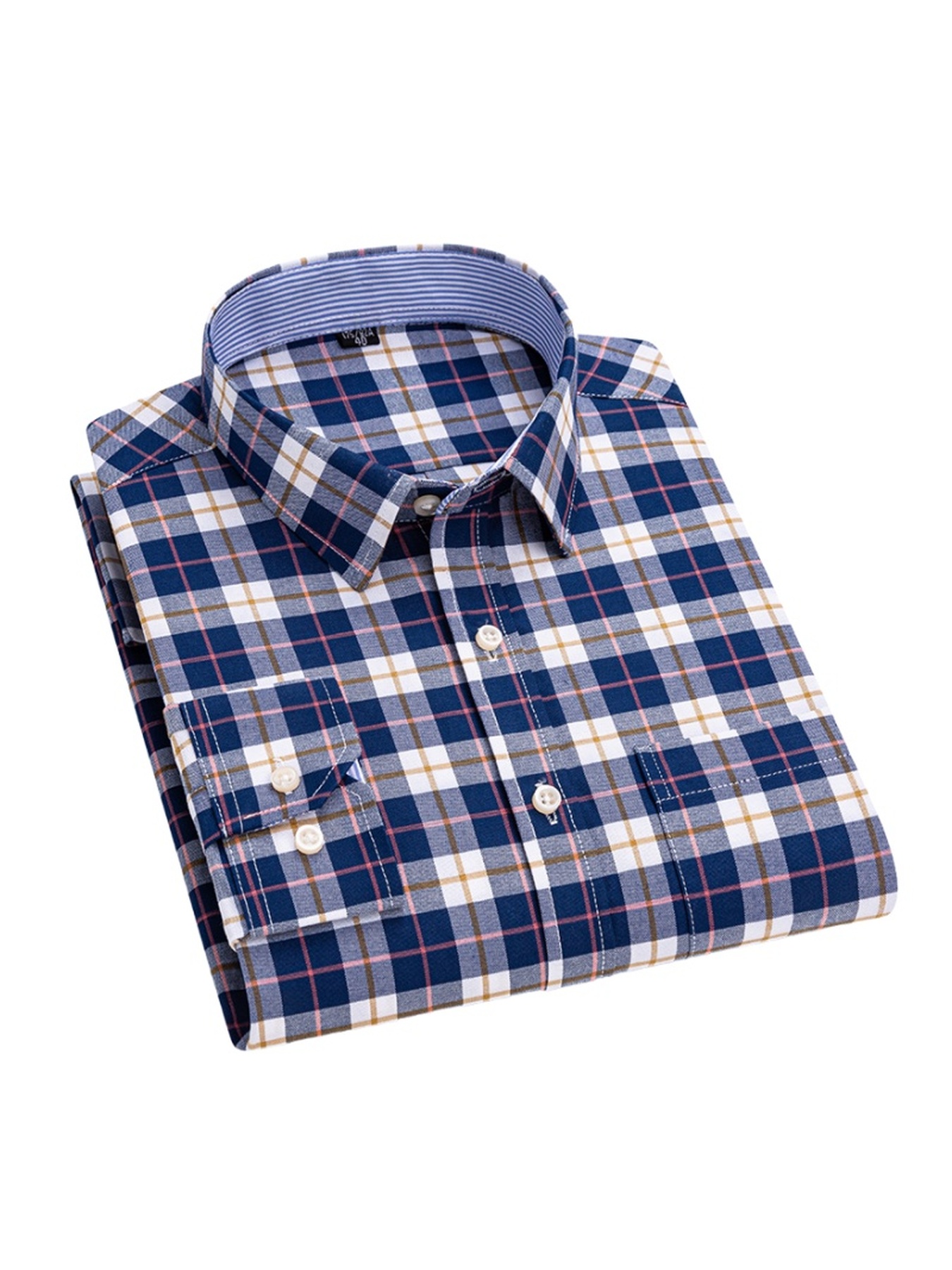 A Set of Three Pure Long-Sleeve Oxford Shirts with Embroidered Pockets on The Chest, Essential for Business Casual Outings, Suitable for Various Occasions, Available in Multiple Styles