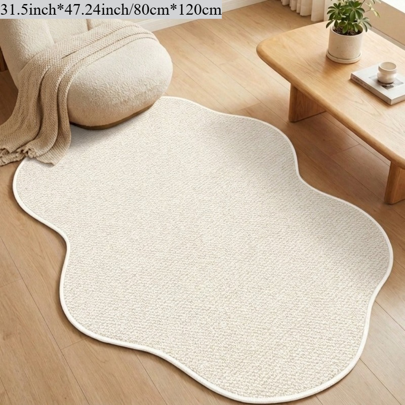 TEMU 1pc Modern Faux Sisal Rug Suitable For Entryway, Bedroom, - Irregular Shaggy Floor With Non-slip Backing, Machine Washable Soft Floor Mat, Jumbo