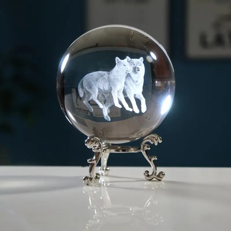 TEMU Ornement de bureau boule de cristal avec , décoration d'intérieur en verre avec base – une boule de cristal pour d'anniversaire, de