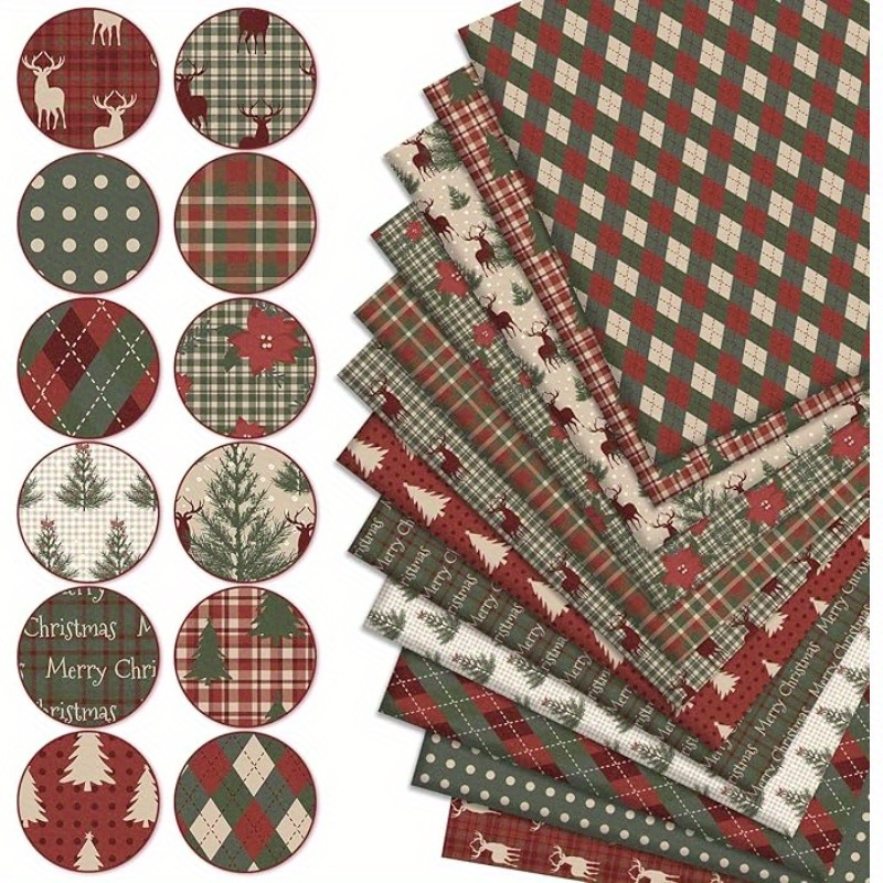 TEMU A Collection Of 10pcs Measuring 20x25cm (7.87x9.84in) Featuring A Christmas Theme, Made From Printed Hand-sewn Fabric. This Includes Strips