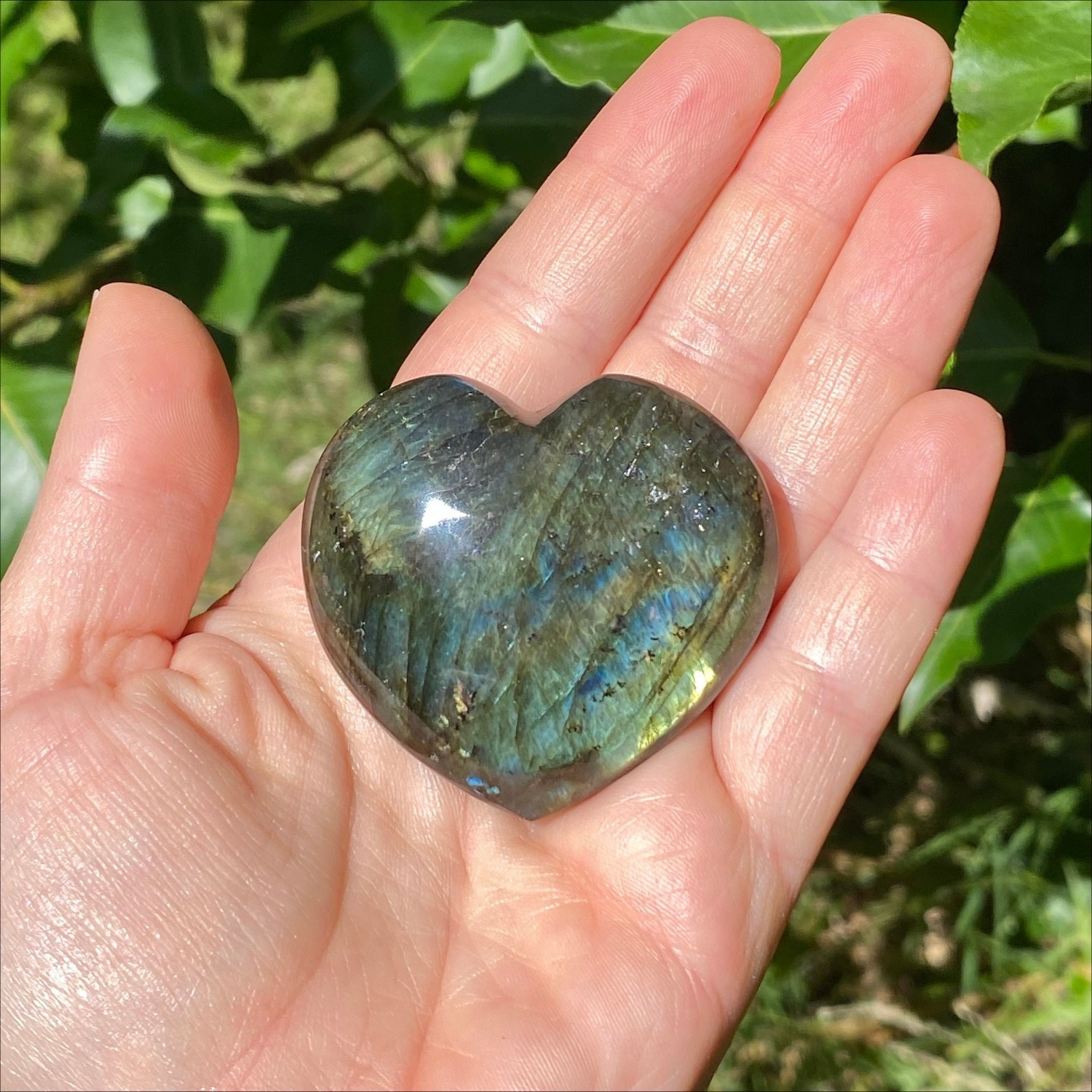 TEMU Ornement 1 pièce en labradorite naturelle avec poignée de cœur - de qualité AAA pour décoration de maison et de bureau, ornement pour aquarium,