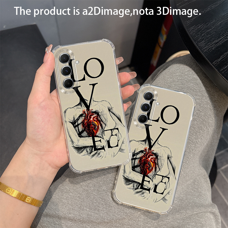 phone case love heart illustration 2d printed phone case compatible with samsung galaxy s26 s26ultra s25 s24plus s23fe s22 s21 s20 and a05 a04 a06 a07 a13 a15 a16 a17 a24 a25 a26 a34 a35 a36 a37 a53 a54 a55 a56 a57 a70 a72 a73