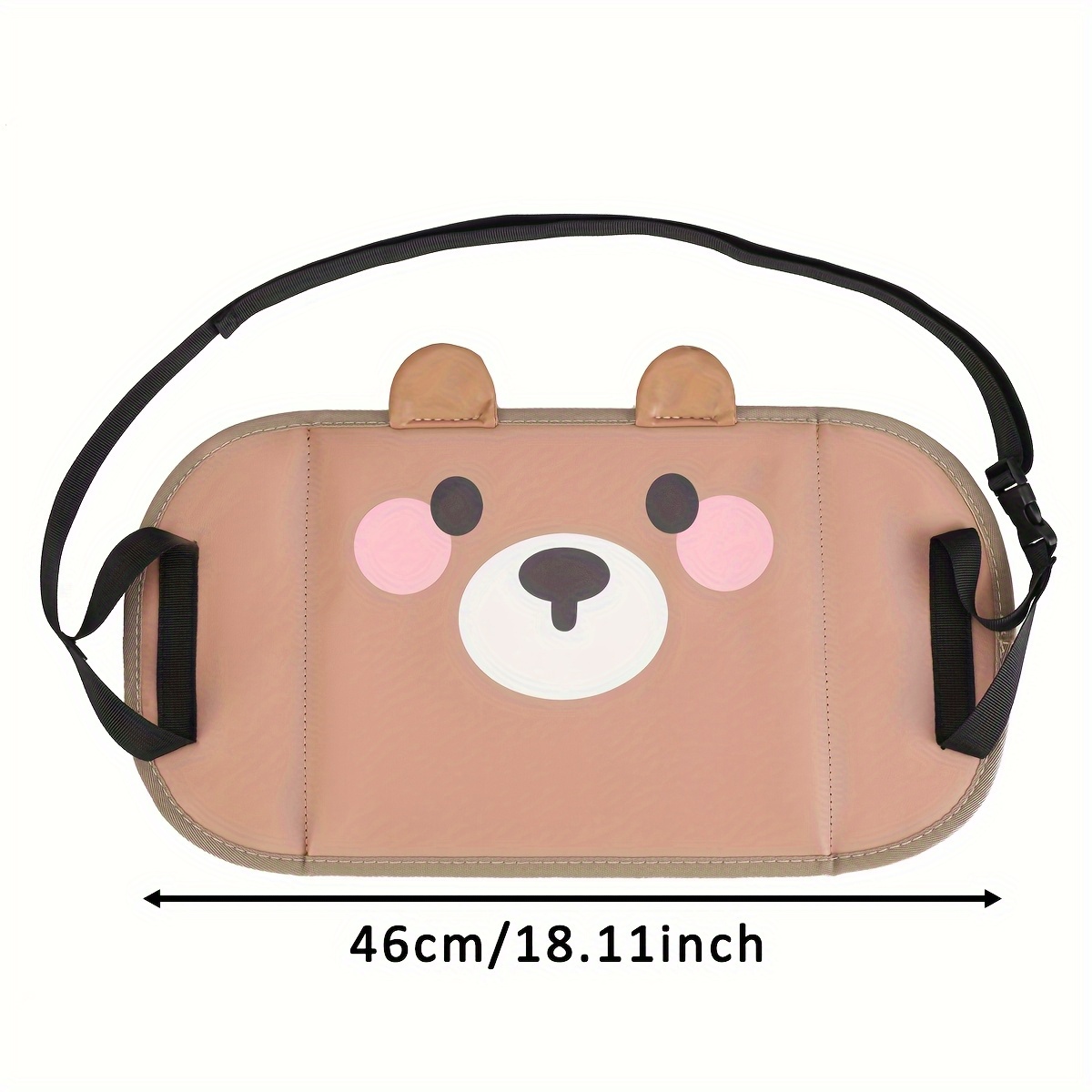 TEMU 【可愛いクマのカーシートフットレスト】調節可能なストラップ、シートカバーアクセサリー - ブラウン ポータブルフットスツール、旅行やオフィスでの快適性に、付きの漫画スタイル、全車種対応、理想的なホリデーギフト