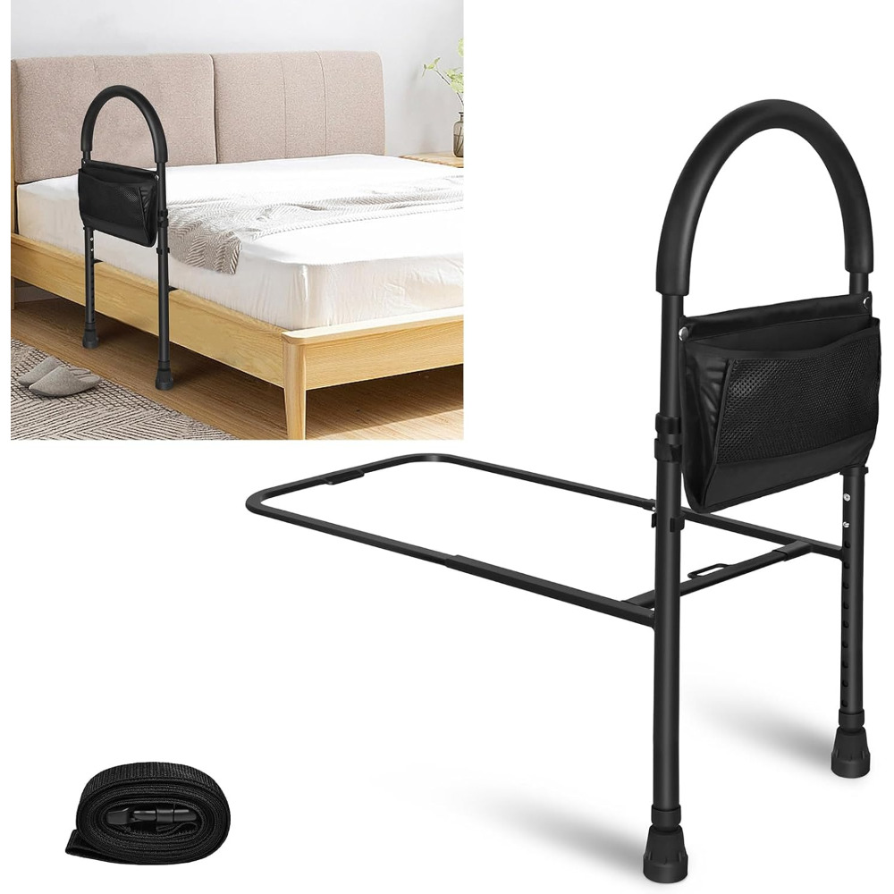 Image of Height-adjustable Bed Rails For Adults, Featuring A Storage Bag, , Supporting A Weight Of Up To 150 Kg, To Get In And Bed, And Equipped With Handrails