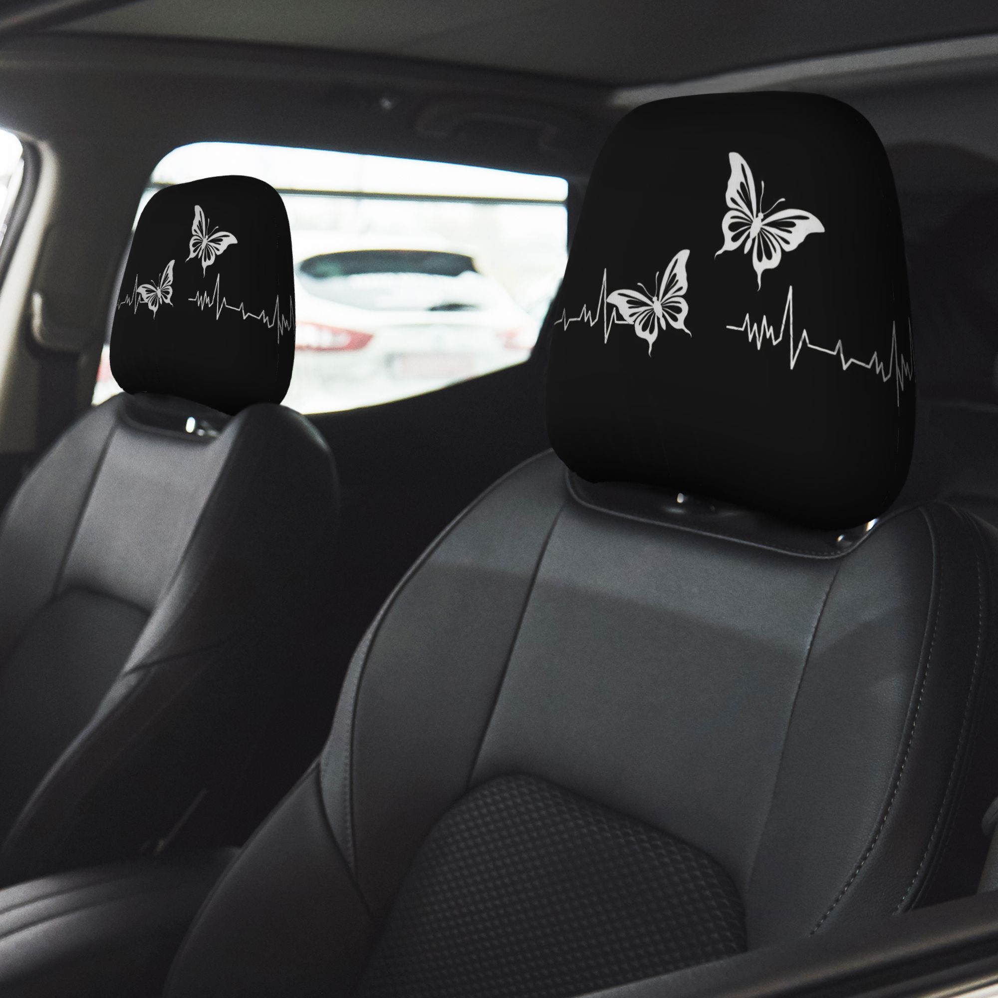 TEMU 2pcs Heartbeat Cable Car Headrest Covers | Universal Fit, , Polyester, No Padding, Car Interior Decoration And , Suitable As Gifts For Men And