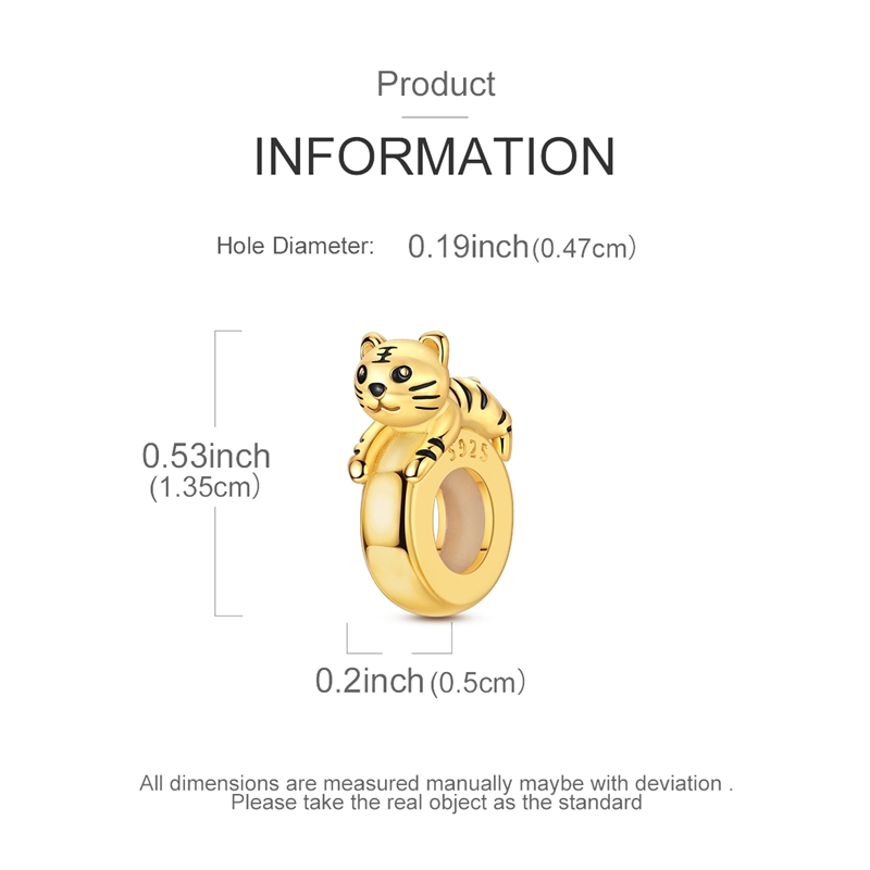 925 Silver Small Tiger Plug-In Positioning Pendant for DIY