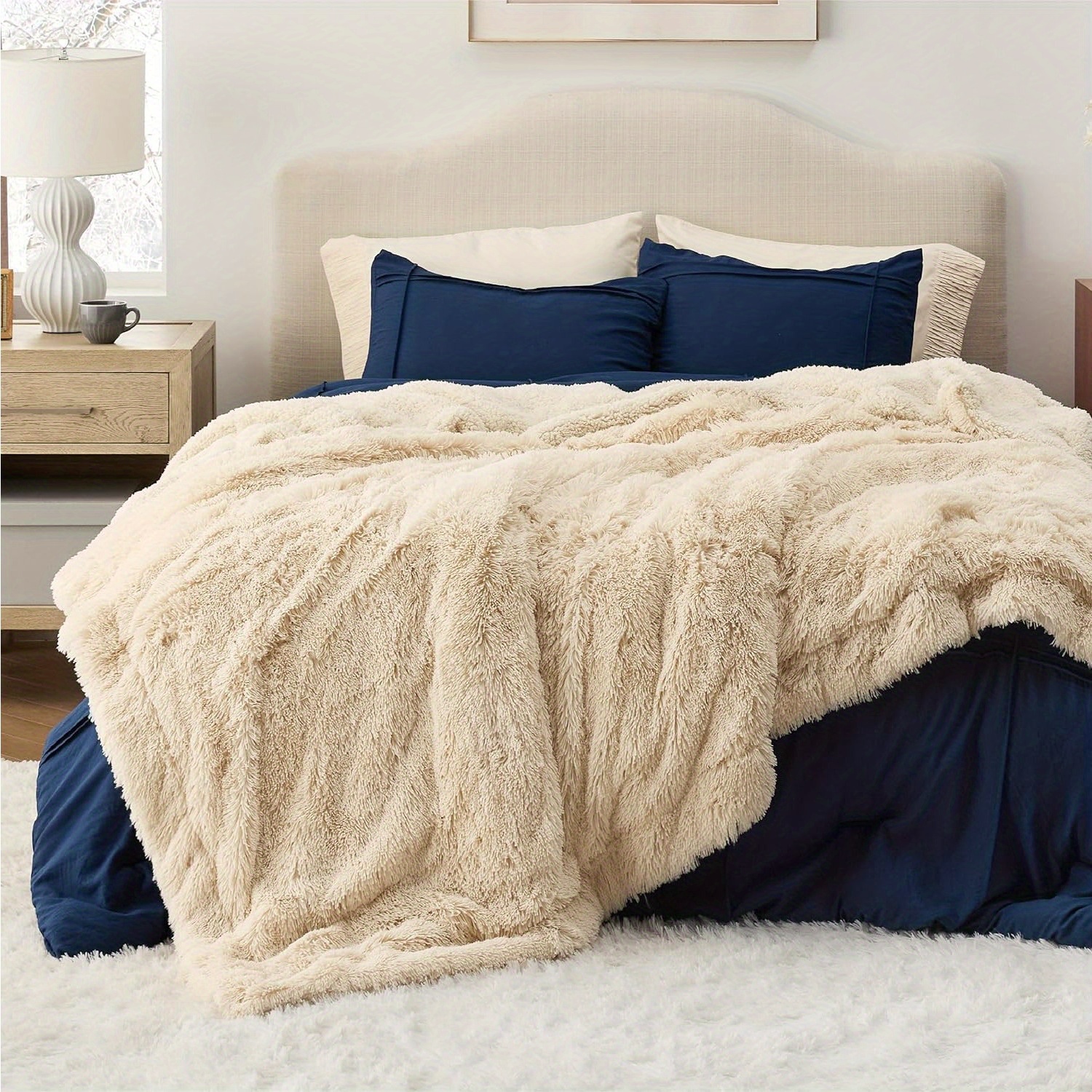 

Cozy Comforter Bedding Blanket For Bed - Fluffy Fuzzy Blanket For Winter, Sherpa Fleece Fur Blanket, Warm Gifts For Women, Men