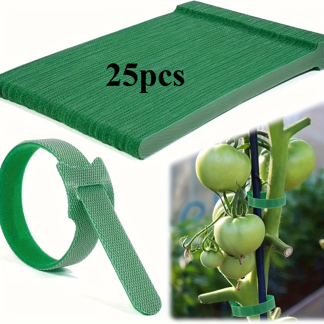 25 Reusable Adjustable Anti-slip Nylon Plant Ties, Green - Great For Climbing Plants, Support & Garden Maintenance | To Use Gardening Tools