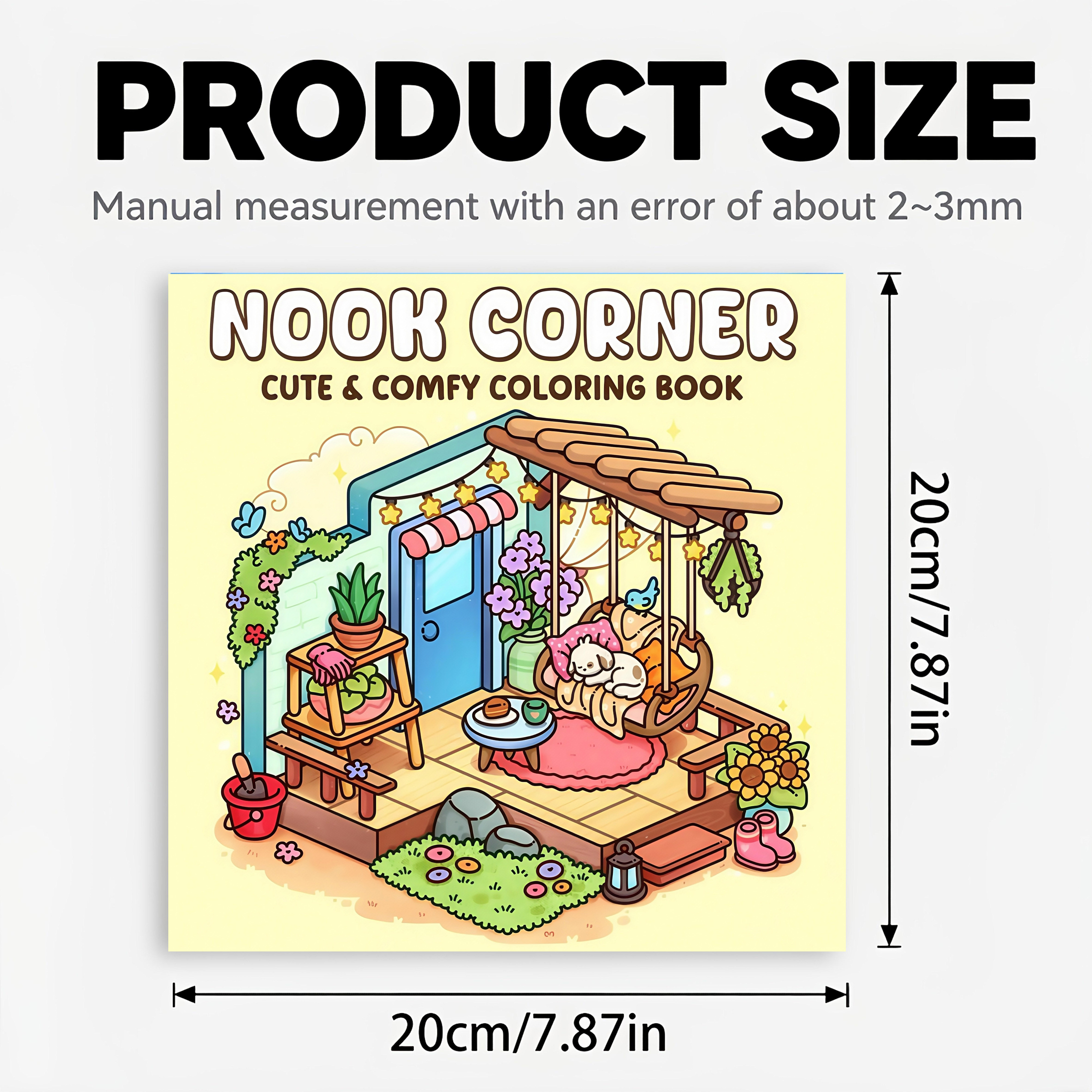 TEMU 2d Flat, Paintings, Nook Corner Adult Art Book, Cute Corner Paintings, Warm Tiny Patio & Cottage Corner Paintings, Puppy, Plants, Swing Chair &