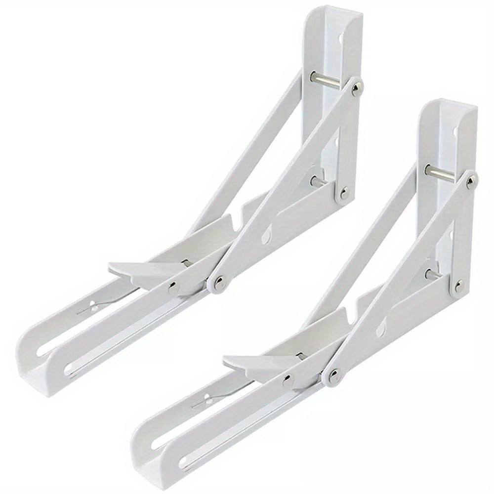 TEMU 2pcs Folding Shelf Brackets 148 Lb Heavy Duty Collapsible Wall Mounted Shelf Brackets For Saving Diy Bracket Pack Of 2 (12 Inch) (white)