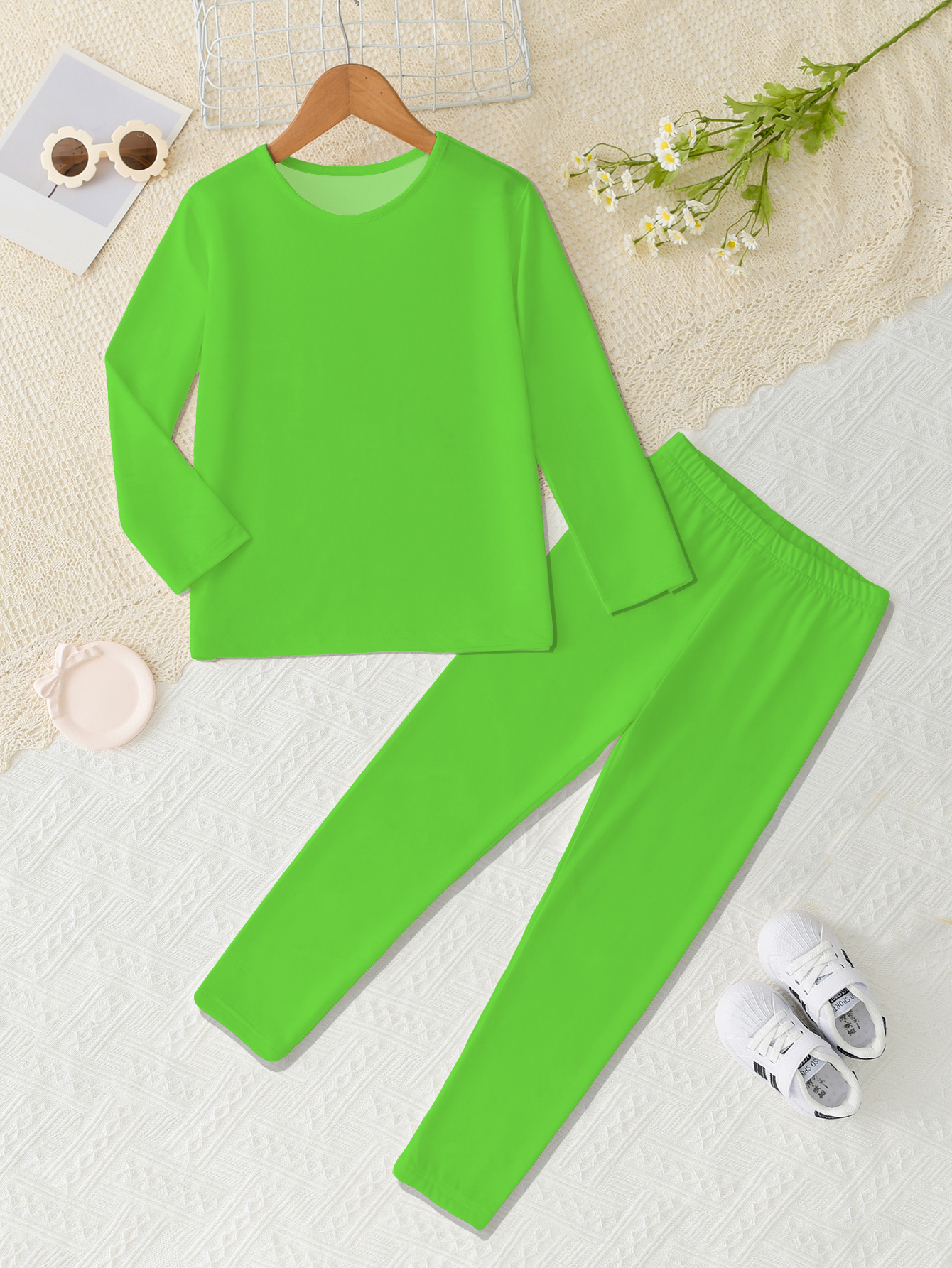 item picture random all   fashionable girls casual long sleeve top and leggings set suitable for outdoor wear   outdoor