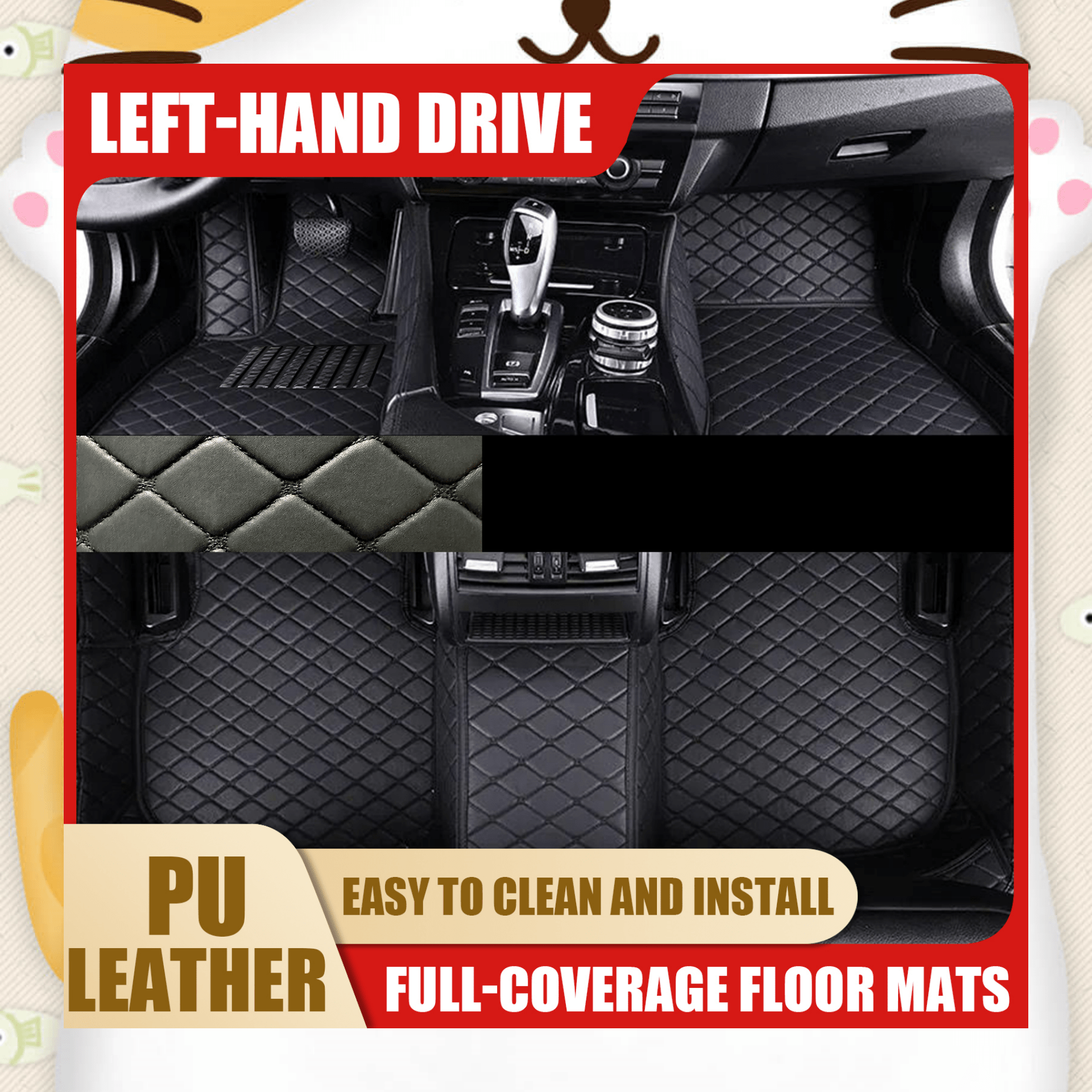 TEMU For 2017-2023, 5 Seats, Rail Under The Rear Seat Car Floor Mats | Ideal For Detail- Users! & Super Comfortable | 360Â° High-, Faux Pu Faux Pu