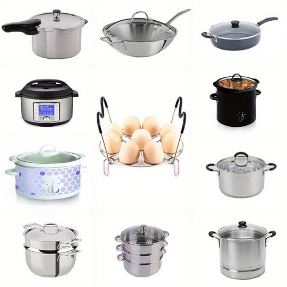 Grille Vapeur Pliable En Inox Avec Poignées Silicone - Compatible Autocuiseurs 6L Et 8L - 19,7x15,6 Cm - 2