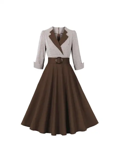 brown rockabilly dress Dolly and Dotty 50's Rockabilly Retro Swing Dress "Penelope Leopard" in Brown Vintage Vogue