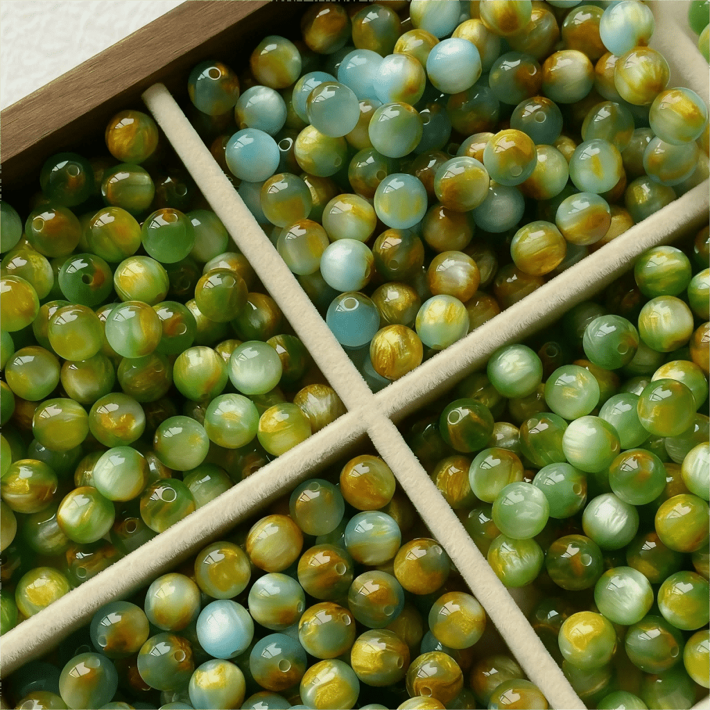 TEMU 100 pièces Perles rondes dispersées style peinture à l'huile résine œil de chat pour création de bijoux DIY bracelets, , accessoires matériaux