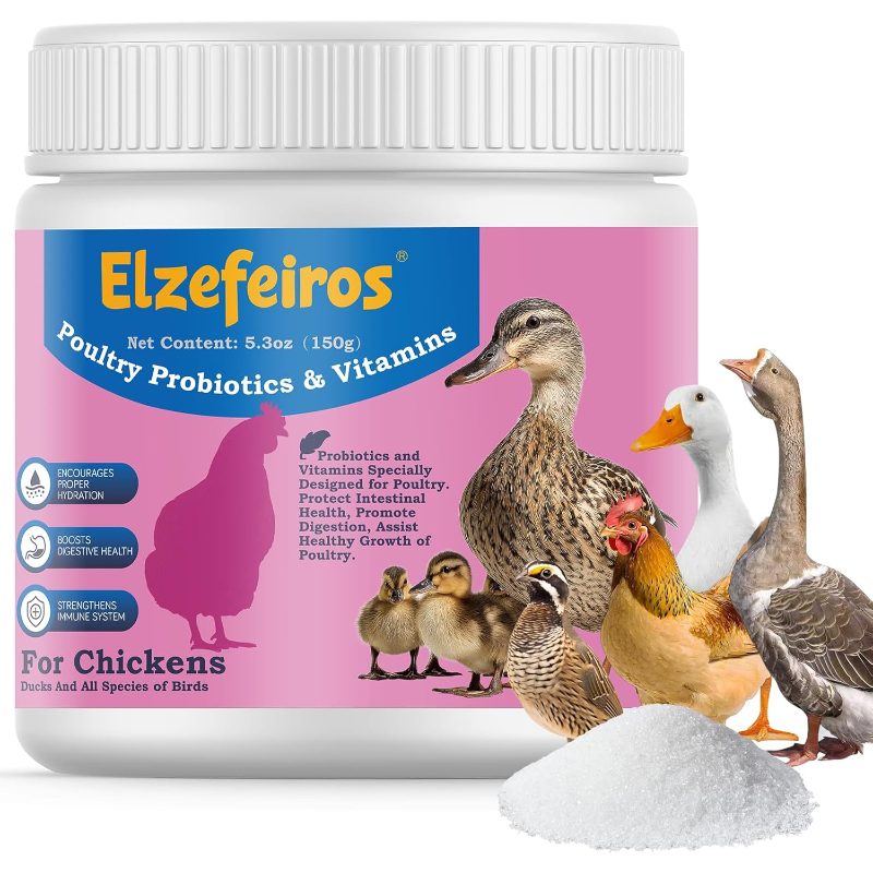 Chicken Probiotic Vitamin Supplement Immune Support Production, Digestive Aid and Hydration Support, Poultry Supplement Chickens and Ducks and All Ages of Birds(150g)