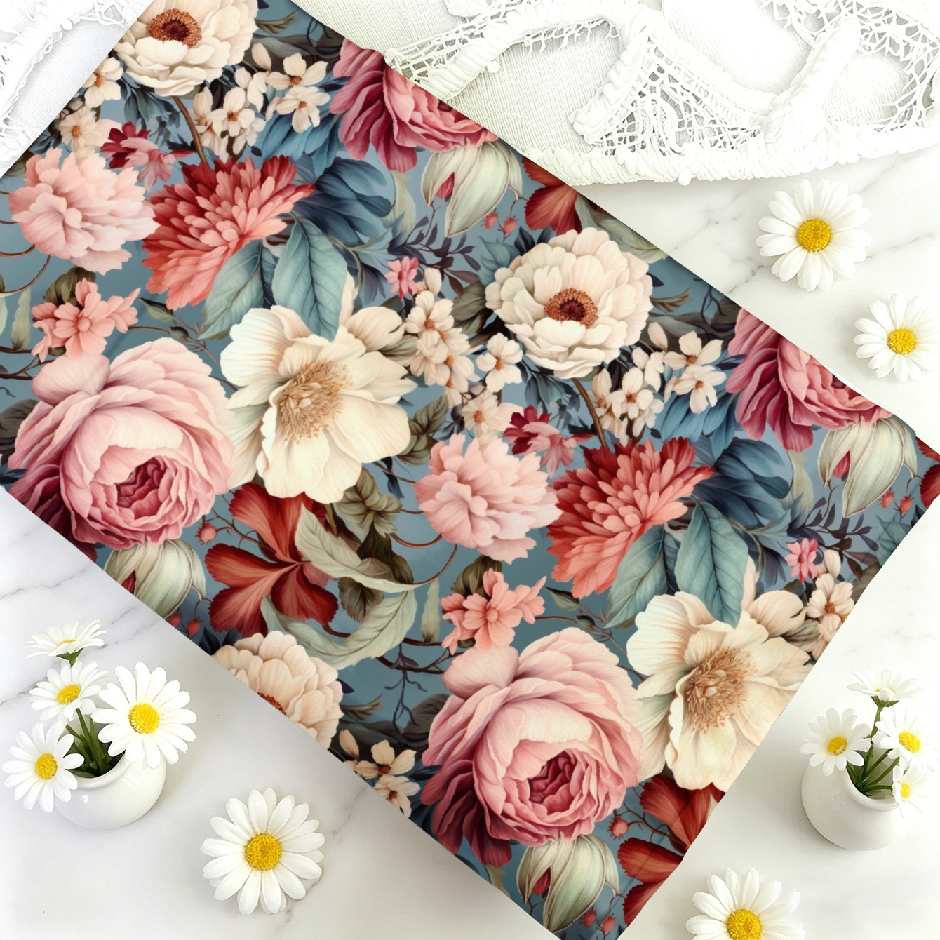 TEMU 1pc Exquisite Floral Pattern Fabric, Optional, Soft And Comfortable Material, Polyester Handmade Cloth, Suitable For Quilting, Crafts, Bags,