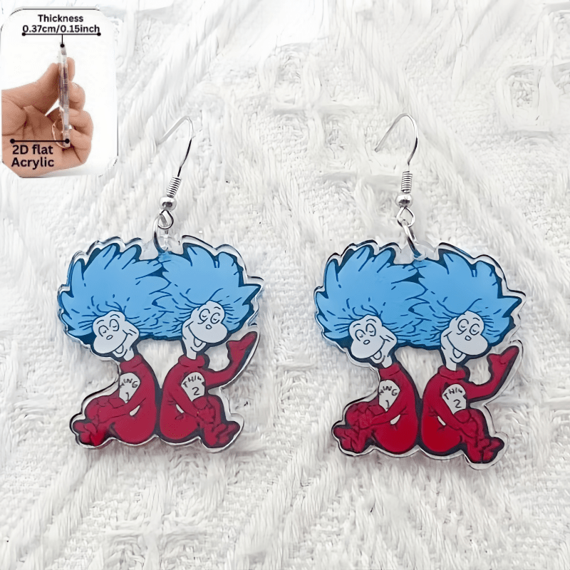 TEMU 1 Pair Creative Cartoon Acrylic Cartoon Brother Earrings, Women's Earrings, Best Gift