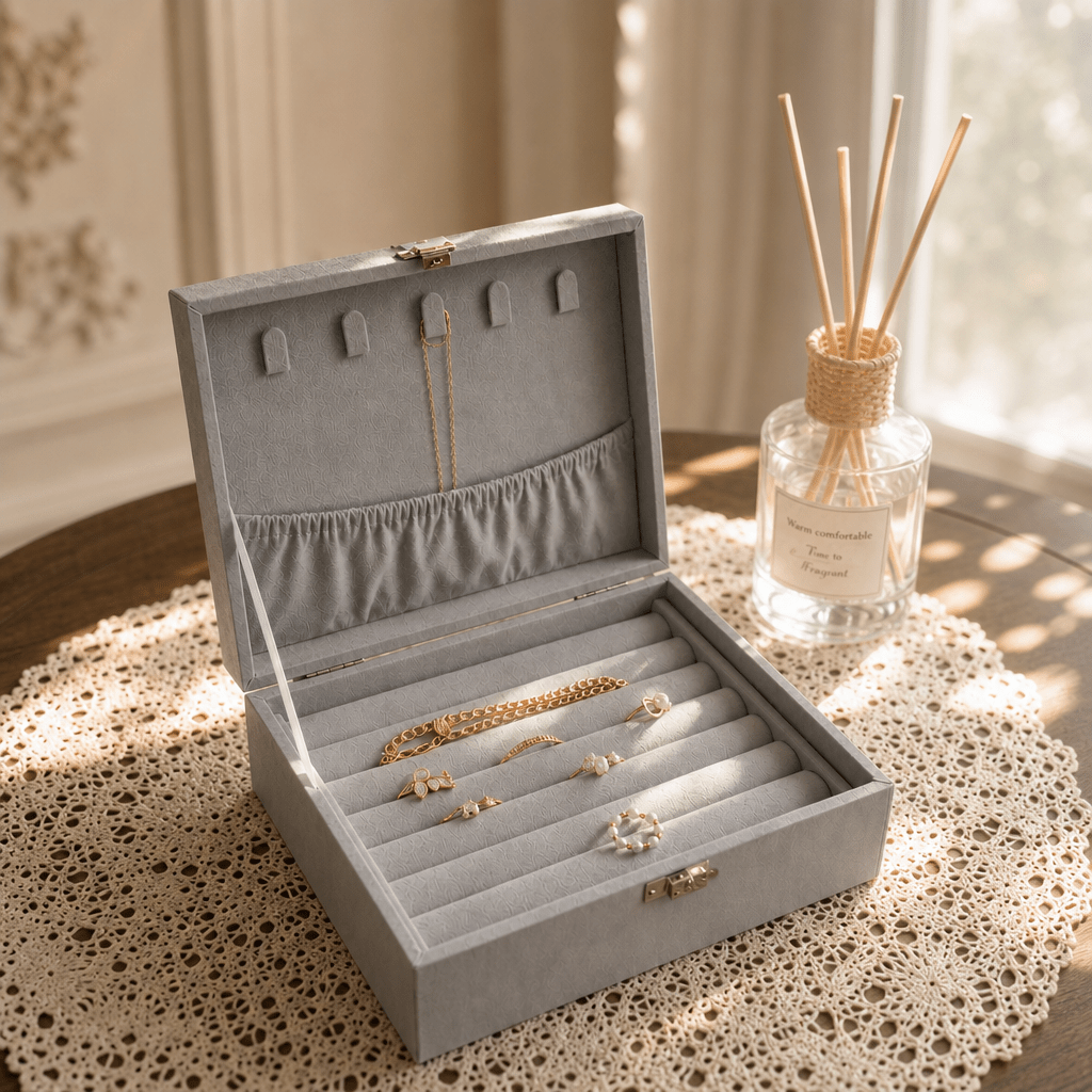 Simple Flip-Top Compartment Jewelry Box Value Set
