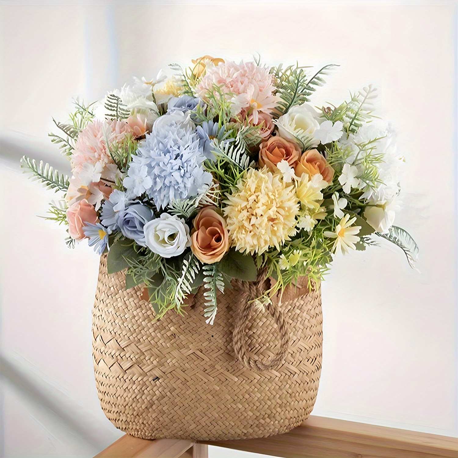 TEMU 4 Bundles Artificial Hydrangea Rose Bouquet Fake Floral Arrangements For Party Table Centerpieces Home Decor