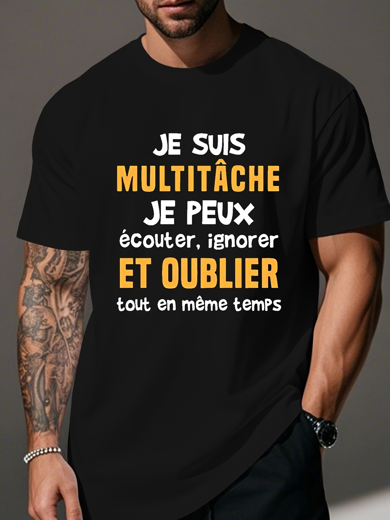 funny french slogan t shirt i     and     black and orange text soft and breathable crew neck t shirt loose casual everyday shirt