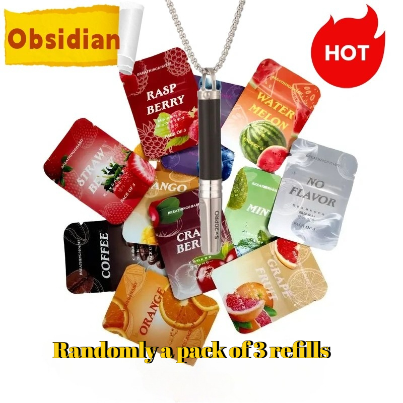 Luxury Obsidian &amp; Amethyst Crystal Essential Oil Diffuser &amp; Meditation Device - 12-Fragrance Diffuser with Breathing Trainer, Elegant Gift Box for Cou