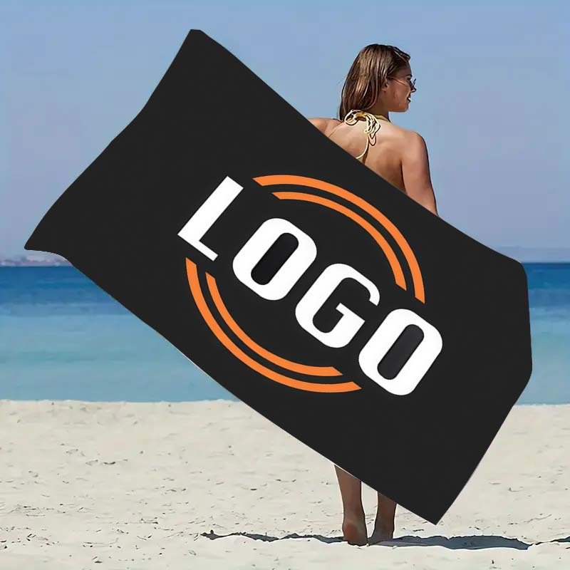 TEMU 1pc Custom Photo Logo, Team Logo, Group Logo Themed Beach Towel, Suitable For Camping, Travel, Beach, Accessory Towel, Super Absorbent, Extra