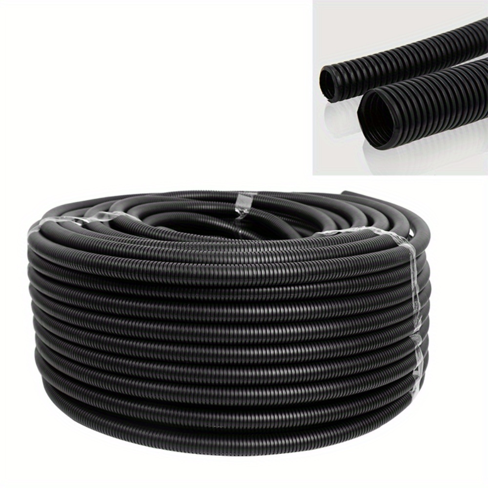 E-shop 7m Schwarze Wellpappe-Split-Loom-Röhre – Flexibler Kabelschutz für TV-Kabel, Gartenbeleuchtung & Haustier-sichere Schlauchführung – Langlebige