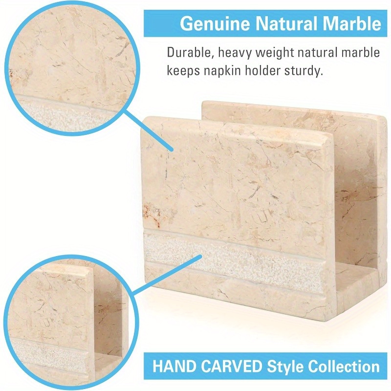 natural   marble hand carved collection tabletop napkin holder stand tissue paper dispenser decorative kitchen countertop dining table organizer 3 x 5   5 h beige Product details 2