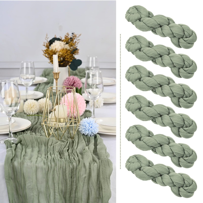 TEMU 6pcs (6-pack) Semi-sheer Cheesecloth Table Runners Suitable For Boho & Rustic Wedding Decor, Gauze Cloth For Arch Draping, Bridal Showers, Table