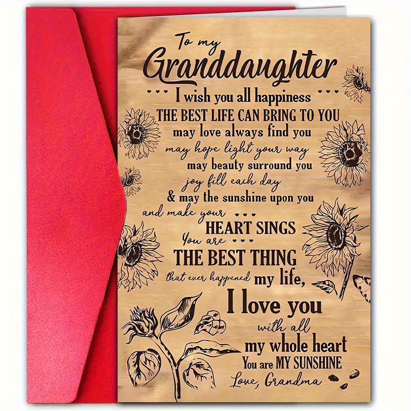 

1pc Greeting For Granddaughter , 12cm X 18cm, Wishes And , And Personal , ,