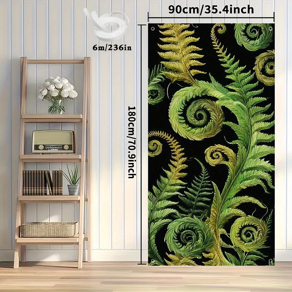TEMU 2d Flat, 2d Flat - 2d Door Banner 2d Flat, 2d Flat - 2d Door Banner 1pc [2d Door Banner Flat Printing] Contemporary Green Maori Koru Leaf Door