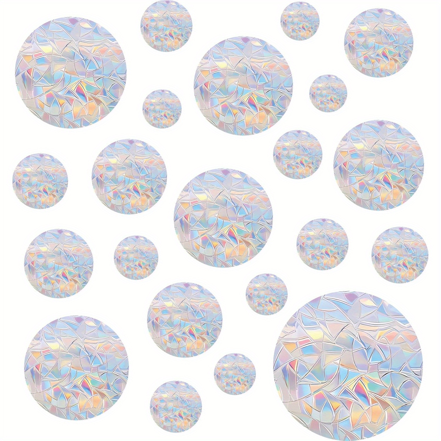 39pcs Circle Window Clings & Wall Stickers - Anti-collision Window Decals To Prevent Bird Strikes, Non-adhesive Prismatic Vinyl Window Stickers, Rainbow Static Clings For Glass