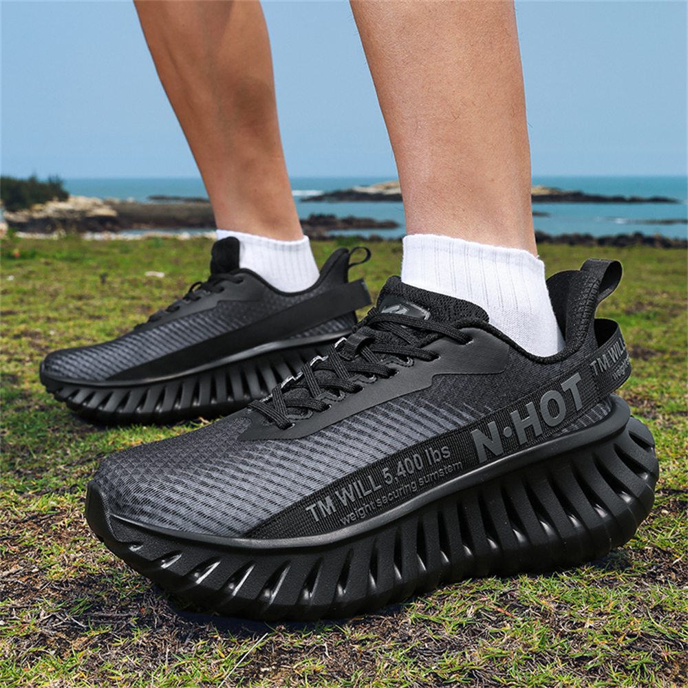 [Sneakers] Men'S Women'S Road Running Shoes, Thick Sole Casual Athletic Shoes for Men, Teenager Outdoor Sports Design, Comfortable Breathable Fabric Upper, Cushioning Shock-Absorbing MD Sole, Non-Slip And Wear-Resistant, Low-Top Lace-Up Closure