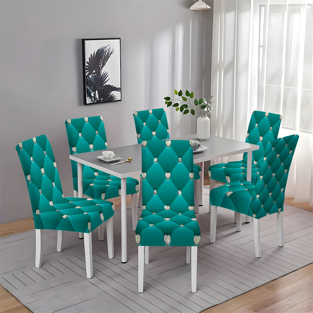 

2/4/6pcs Modern Stretch Printed Chair Covers, Hand Wash Only, Polyester, Digital Printing, Fabric, 120-140gsm, Universal Fit For Home, Dining, Living Room Decor