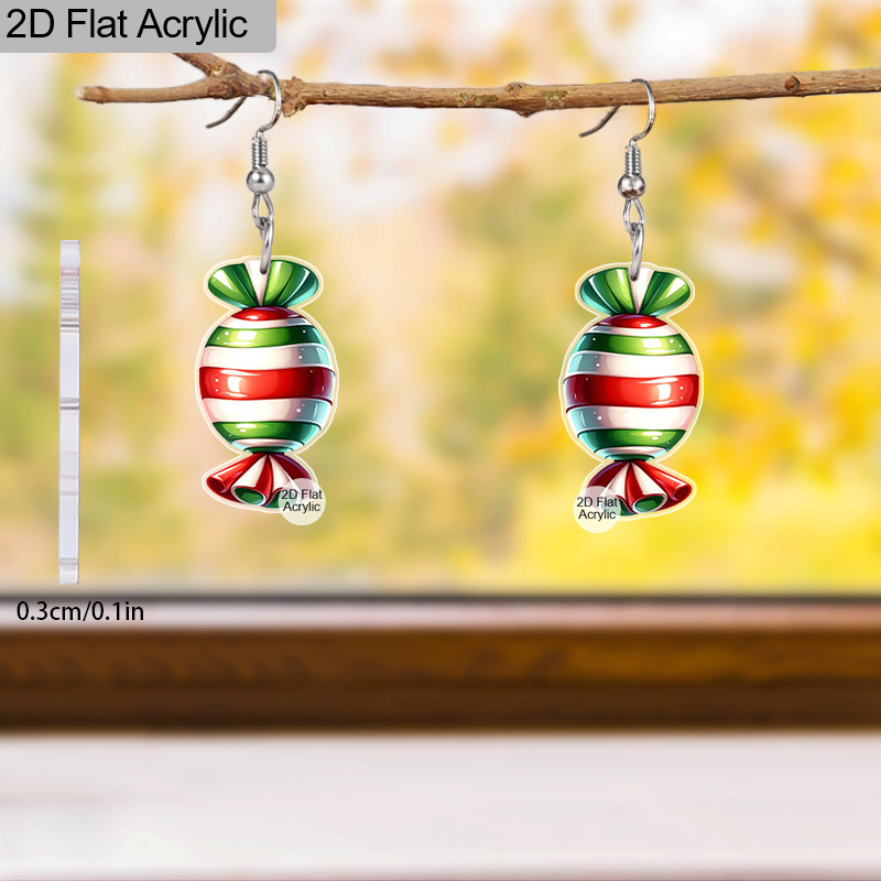 Unique Red And Green Candy-Themed Acrylic Earrings