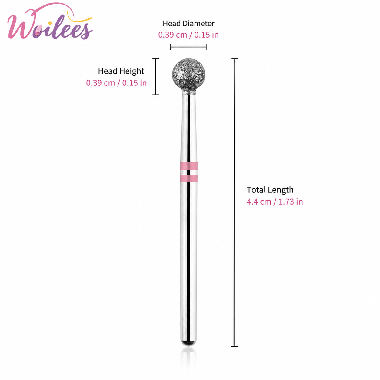 Diamond Ball Nail Drill Bit Cuticle Cleaner, Stainless Steel Tool